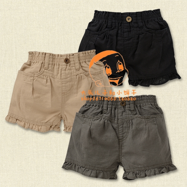 Japanese forest style super cute children's clothing girls shorts summer bud style rain dew hemp 80-140 yards