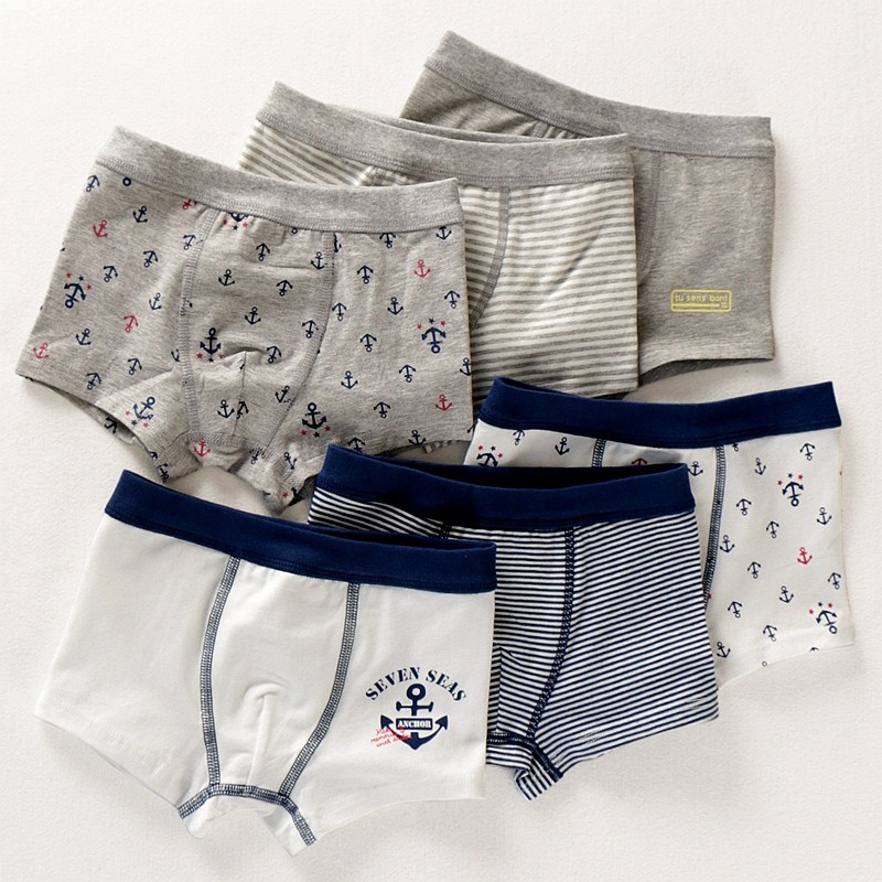 Cotton boy's four corners underwear boneless seam cotton thin stretch small medium large Children's clothing Boy children's boxer briefs