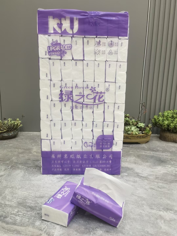 Mingwei Green Flower Soft Tissue Paper Hotel Restaurant Ktv Hotel Rectangular Commercial Napkin 4 Layers 64 Small Pack Delivery