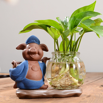 Creative color sand small monk Shamy glass vase swing piece green turquoi cumin money grass water raising plant flower intercalation hydropony flower pot