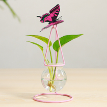 Creative Floral Modern Fresh Water Bacon Plant Iron Art Glass Small Vases Flowers Interbred Green Lordry Floral Decoration Pendulum