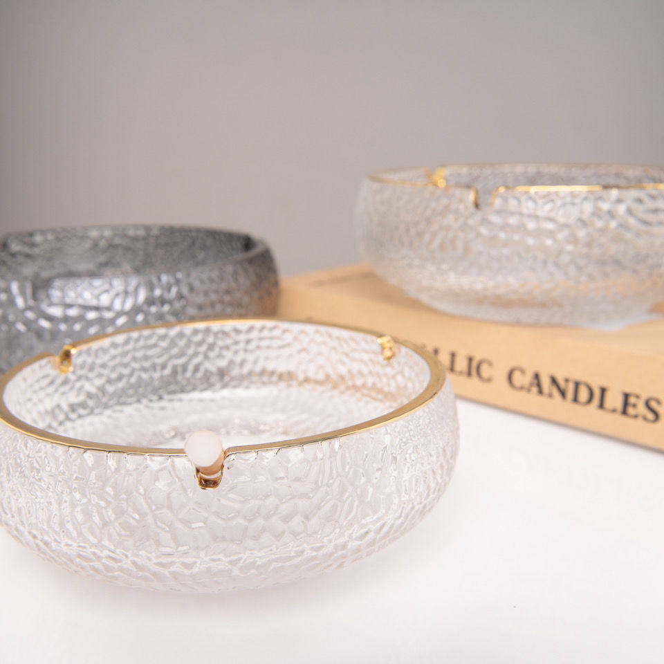 Large number new high face value net red decoration Ashtray Crystal Round Hammer Textured Glass Office Home Living Room Pendulum