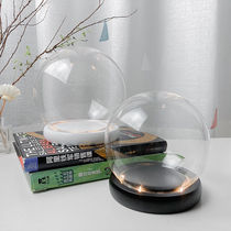 Evergreen flower glass cover display case diy hand office decoration table swing piece dry flower transparent dust cover handicraft