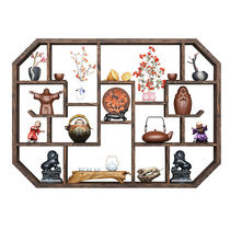 Bogu Rack Solid Wood Chinese Fancy Shelf Living Room Multilayer Bookcase Partition Shelving Wall Swing Piece Tea Set Wine Rack