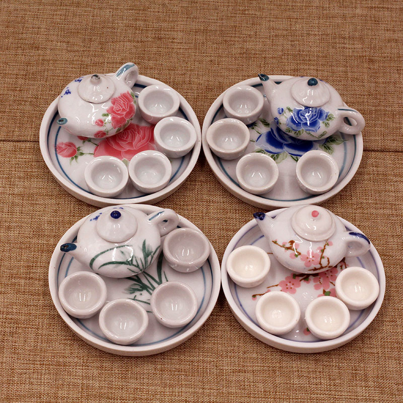 Miniature Mini Pocket Kung Fu Boy Tea Set Set Ceramic Home Small Pendulum Pieces Tea Darling Model Children's Toys