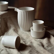 MUMO Wood Ink Sub White Straight Tea Cup Groove Defied Porcelain White Porcelain Ceramic Tea Cup