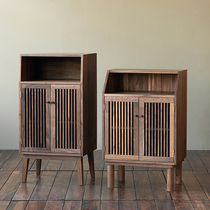 MUMO Wood Ink Grille Side Cabinet Cherry Wood Black Walnut Wood Tea Room Living Room Kitchen Lockers Solid Wood Furniture