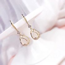 Tulip earrings female 2021 new simple temperament earrings Net red explosive sterling silver long Joker earrings