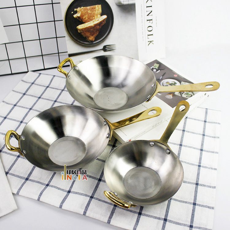 Imported from India, Stainless Steel Bowl with Single Handle, Serving Bowl for Restaurants and Hotels, Southeast Asian Specialty Metal Tableware, Silver Color