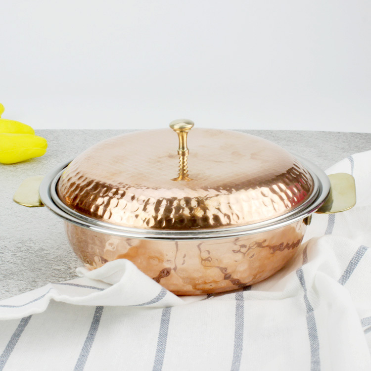Imported from India, Copper Bowl, Cover Bowl, Metal Bowl, Curry Bowl, Stainless Steel Bowl, Handmade Southeast Asian Restaurant Tableware, Shatter-Resistant