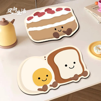 Cartoon cute food placemats, water-absorbent, anti-slip, anti-scalding and high temperature resistant, kitchen countertop drain mats, high-end tableware and table mats Cartoon cute food placemats, water-absorbent, anti-slip, anti-scalding and high temperature resistant, kitchen countertop drain mats, high-end tableware and table mats