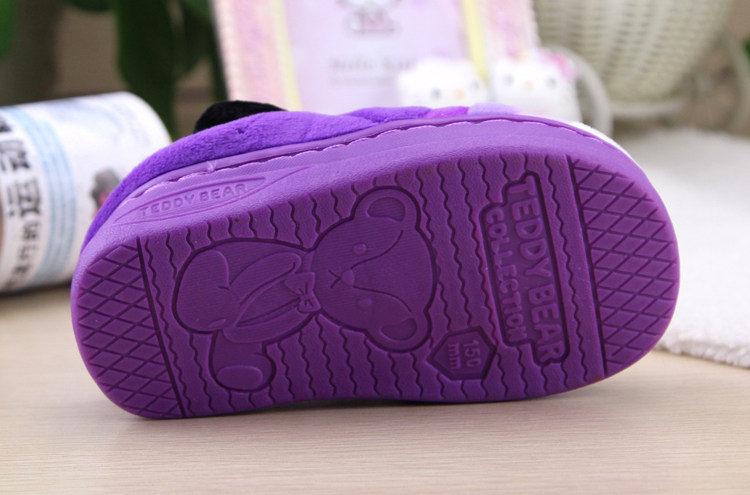 Pantoufles enfants en suède pour hiver - semelle caoutchouc - Ref 1005581 Image 18