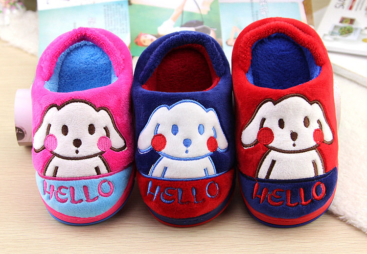 Pantoufles enfants en suède pour hiver - semelle caoutchouc - Ref 1016856 Image 8