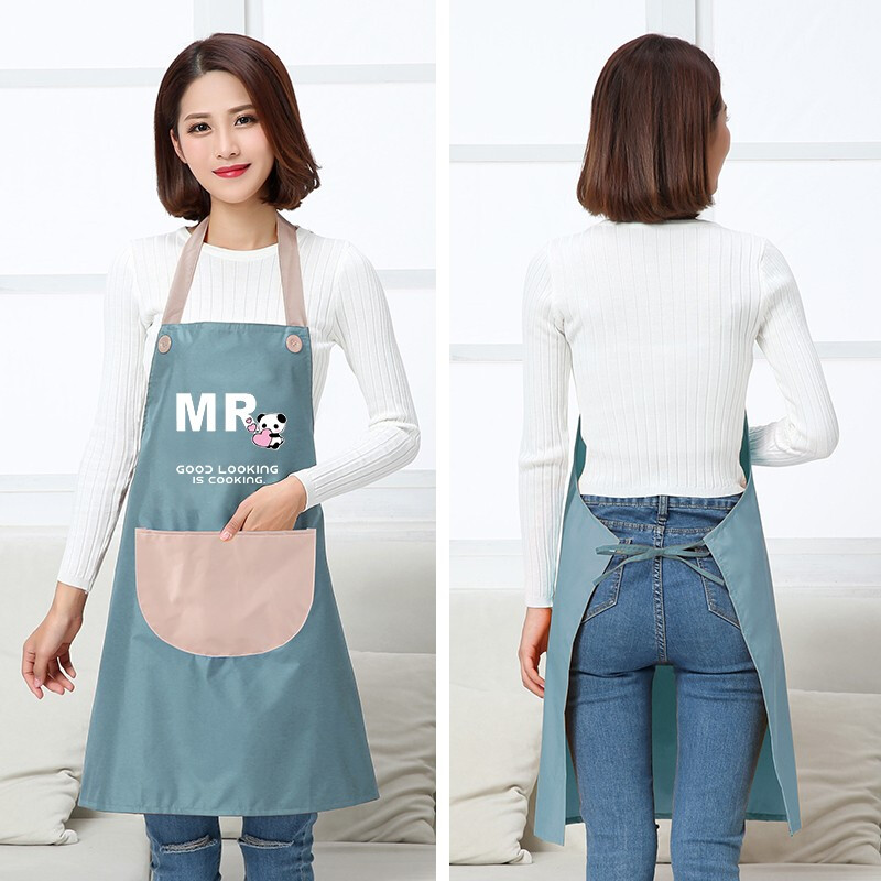 Kitchen Short Sleeve Apron Cooking Hanging Neck Apron Short Sleeve Cute Baking Fashion Men And Women's Milk Tea Shop Home With Work Clothes