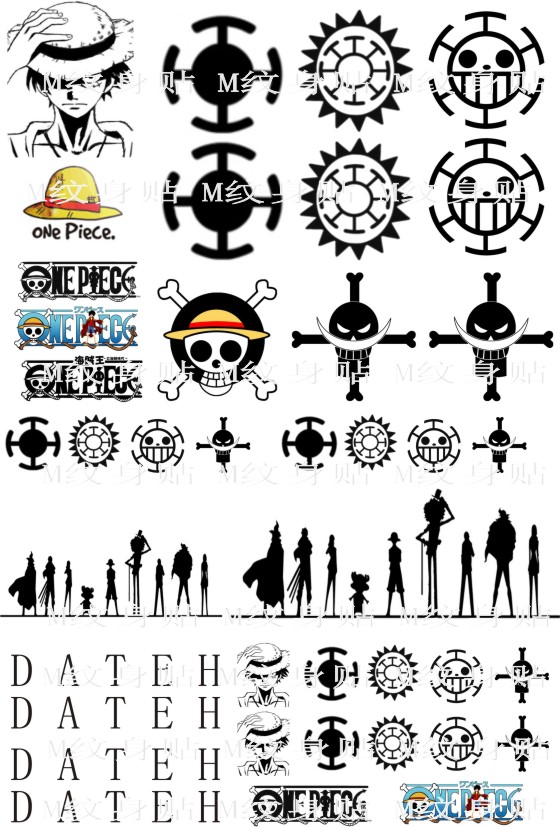 One Piece Tattoo Sticker Paper Cos Set Qiwu Hai Trafalgar Luo Finger Luffy Peripheral Waterproof One Piece Tattoo Sticker Paper Cos Set Qiwu Hai Trafalgar Luo Finger Luffy Peripheral Waterproof