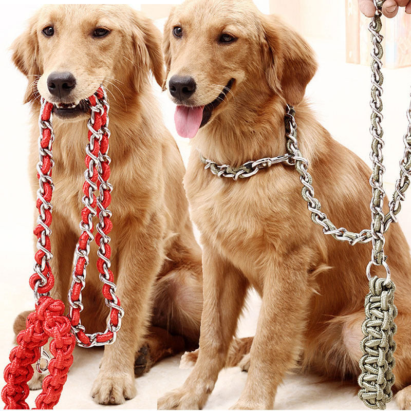 Dogs traction rope iron chains large canine wool Labrador anti-bite iron chain nickel-proof rust-proof collar