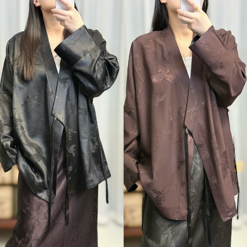 【Lady's Leather Poetry Robe】Full Silk Fragrant Cloud Yarn Lady's Front Spray-Painted Hydrangea Leather Robe, Bust Size 120 【Lady's Leather Poetry Robe】Full Silk Fragrant Cloud Yarn Lady's Front Spray-Painted Hydrangea Leather Robe, Bust Size 120