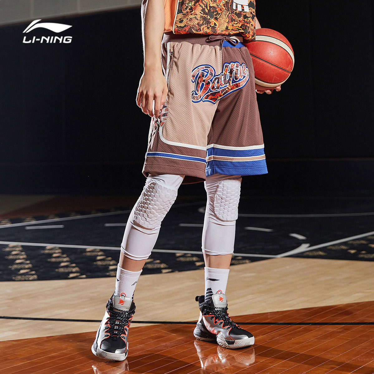 Li Ning competition pants men's spring BADFIVE basketball series casual loose competition suit shorts AAPR005