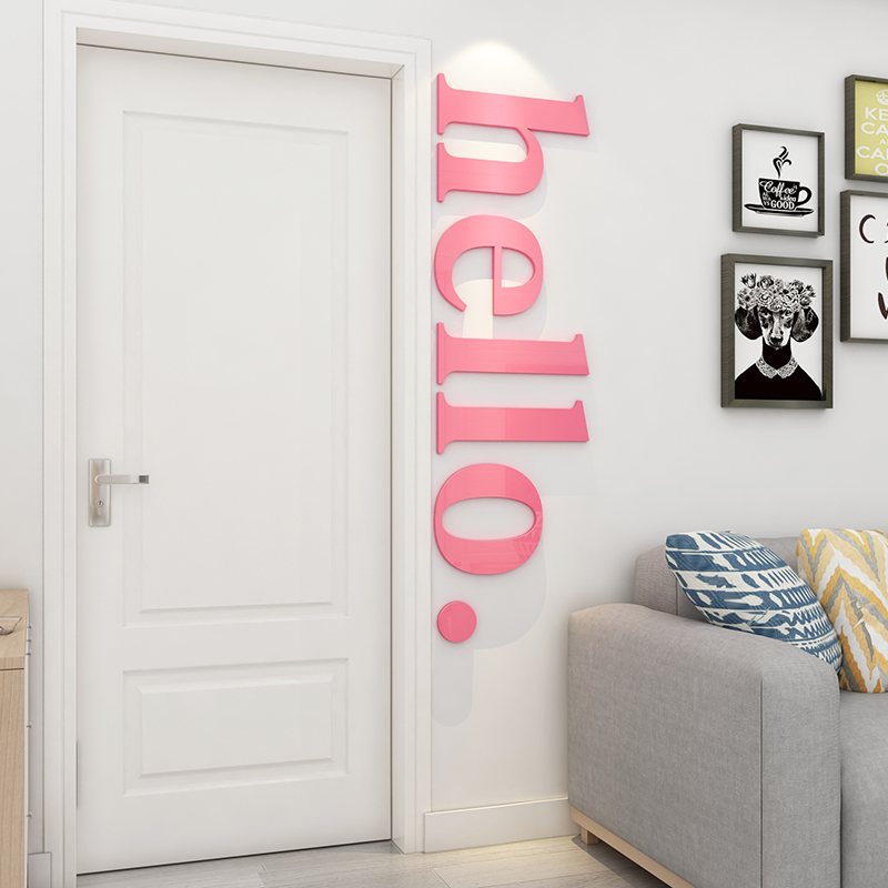 ins wind English Nordic minimalist rental renovation supplies net red pink girl hearts room Hostel Placement Stickers