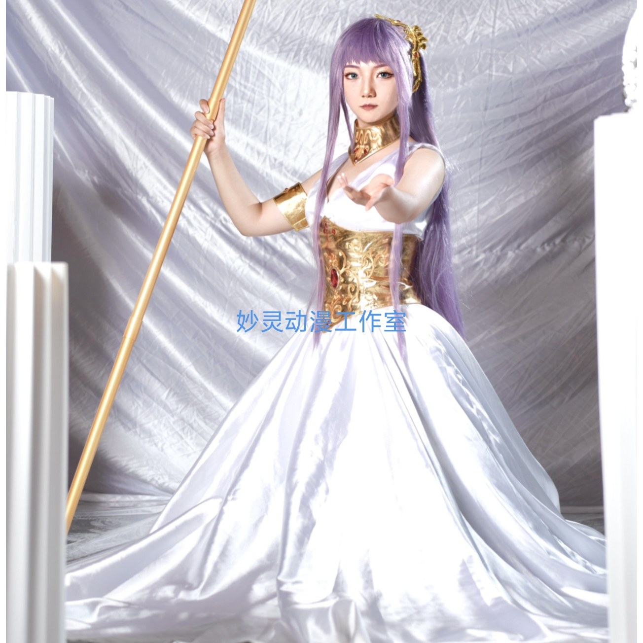 妙灵动漫 圣斗士星矢 雅典娜 Cosplay服装定做 全套定制