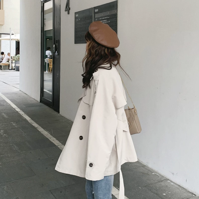 Короткое осеннее trench coat, куртка, для подростков, 2025 года, корейский стиль, британский стиль
