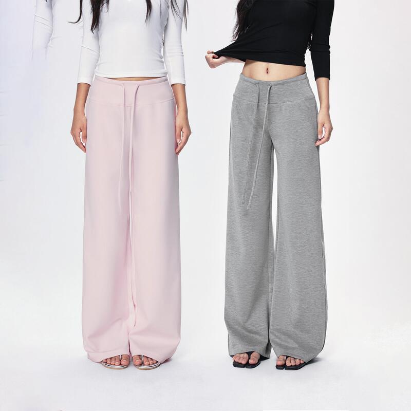 Summer [Drapey Pants!] American-Style Hot Girl Flared Pink Casual Long Pants Floor-Length Pants Slimming Straight-Leg Pants for Women