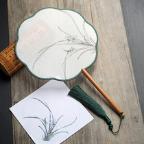 diy coloring activity fan meticulous hand-painted blank group fan round silk cooked silk coloring fan fan material package