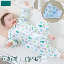 Baby one-piece sleepwear zipped baby sleeping bag Summer thin Anti-kick spring New spring full cotton with sleeves