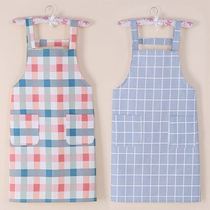 Apron women Summer 2021 new braces Plaid Fresh Summer Season Catering Coffee Shop Chefs No Cuff