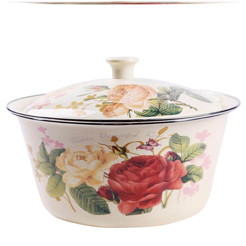 Soup basin enamel bowl with lid creative cover with lid enamel enamel pot old dumplings nostalgia pot