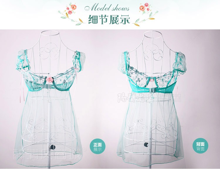 Đồ ngủ nữ gợi cảm xuân hè ren gợi cảm trong suốt dây đeo trong suốt dây đeo váy V-cổ backless tụ tập ngực nhỏ Sao đầm nhung đẹp