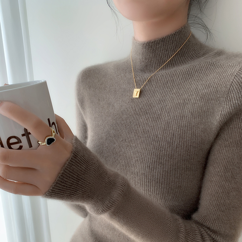 Ready-To-Wear ~ Seamless Half-High Collar Cashmere Sweater for Women, Autumn and Winter Slim-Fit Knit Wool Base Layer Sweater Ready-To-Wear ~ Seamless Half-High Collar Cashmere Sweater for Women, Autumn and Winter Slim-Fit Knit Wool Base Layer Sweater