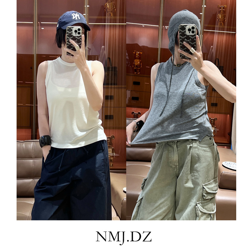 Lightweight Tencel Wool Knit Sleeveless Vest for Women, Summer New Style, Sporty Round Neck Camisole Base Top