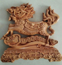 Zhengzong Fat Town Peach Wood Ruyi Unicorn Pendulum Pieces Bench Screen Wood Carving Handicraft Article