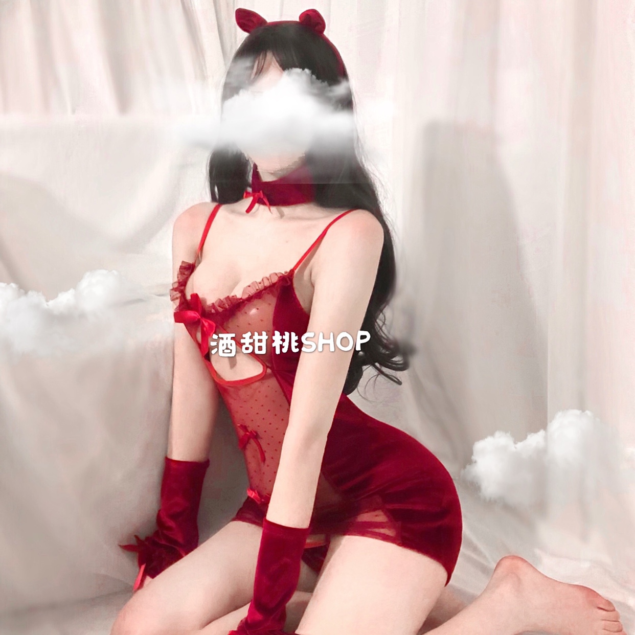 The owner's cat maid Bunny girl sexy three-point private room pajamas emotional underwear bed free set