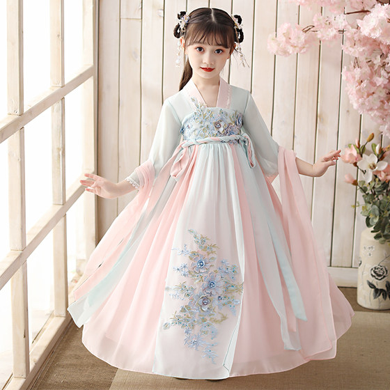 Children's Hanfu girls' fairy dress ancient style super fairy Chinese style little girl ancient costume Tang suit skirt summer dress