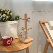 * Tablet acres * European style drain cup holder household tea cup holder mug hanger coffee cup holder wooden