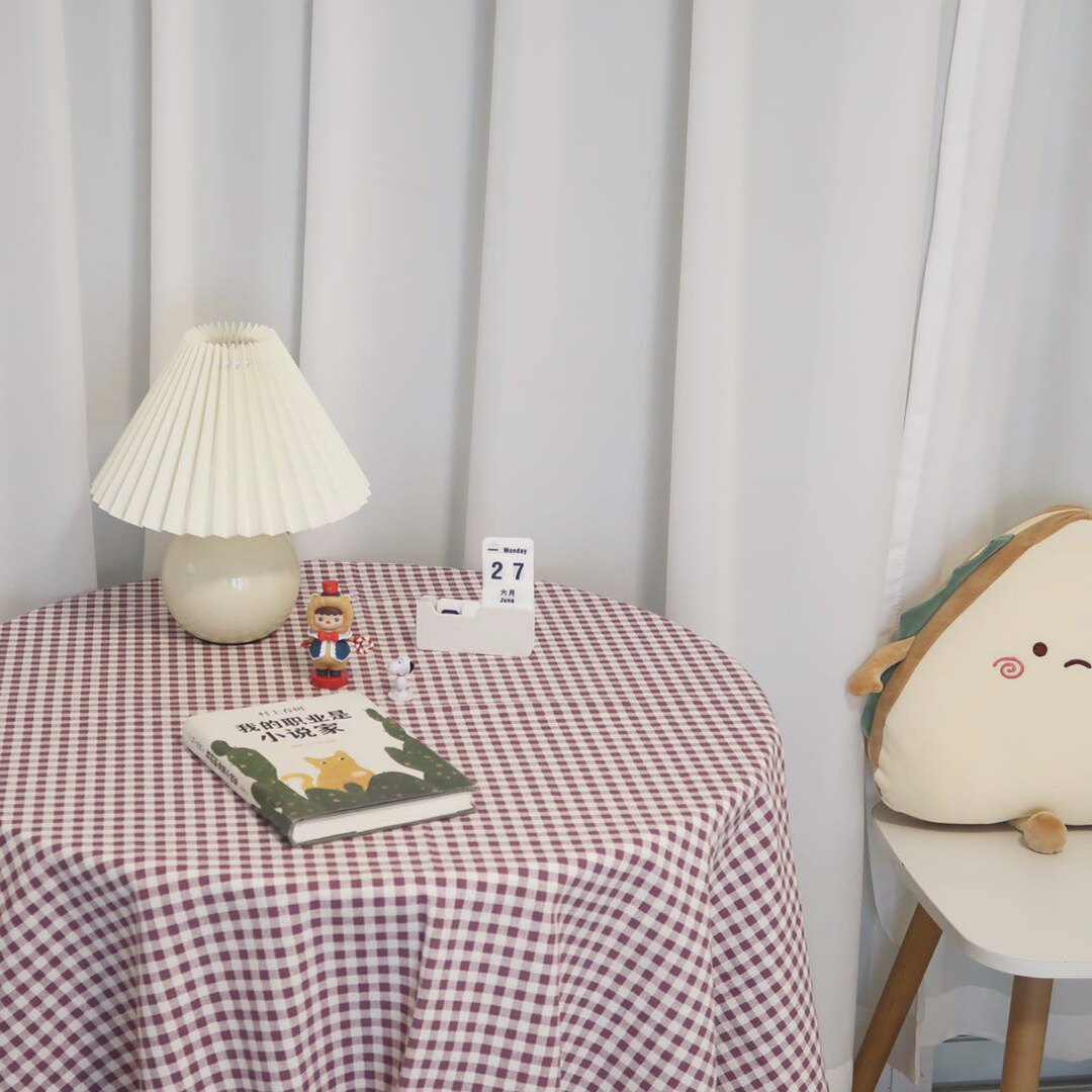 * slices of sheet * ins * ins Korean Wants Purple Plaid Table Cloth Fresh Cotton Linen Dining Boumin Juku Cafe Decoration