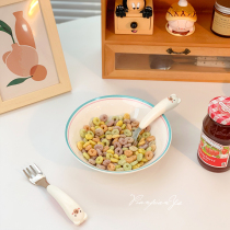 Sheet of sheet South Korea Ins Brief Marco Marcaron Line Series Ceramic Breakfast Bowl Bowl Sweet Pint Bowl Oat Bowl