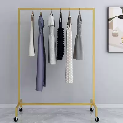 Clothing store display rack floor hanger Net red women's clothing children's clothing display shelf hanging clothes pole movable belt pulley