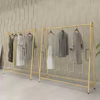 Clothes rack clothing store display rack special floor-standing iron shelf gold women's clothes hanging pole Zhongdao rack with wheels