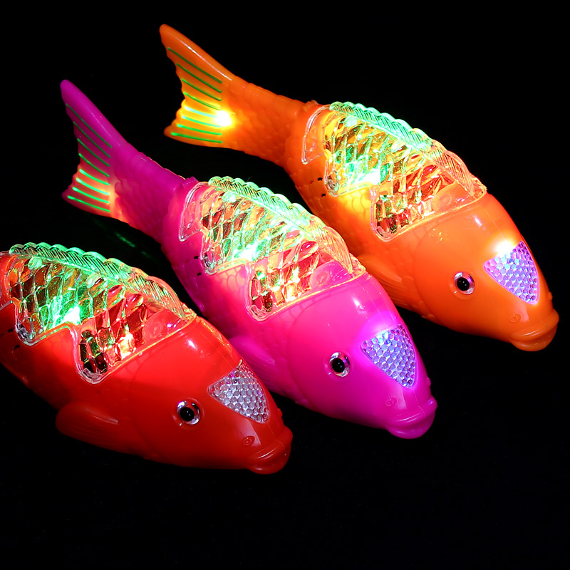 Stall night market supply electric fish toys luminous music swing projection fish simulation free fish children's small gifts