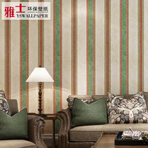 American country wallpaper light luxury vertical stripes retro pastoral style bedroom living room non-self-adhesive brushed background wallpaper
