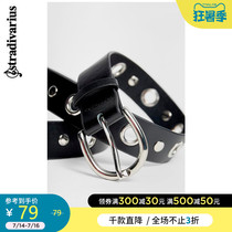 Stradivarius Black Eyelet belt Womens belt Simple and versatile ins fashion 03273002001