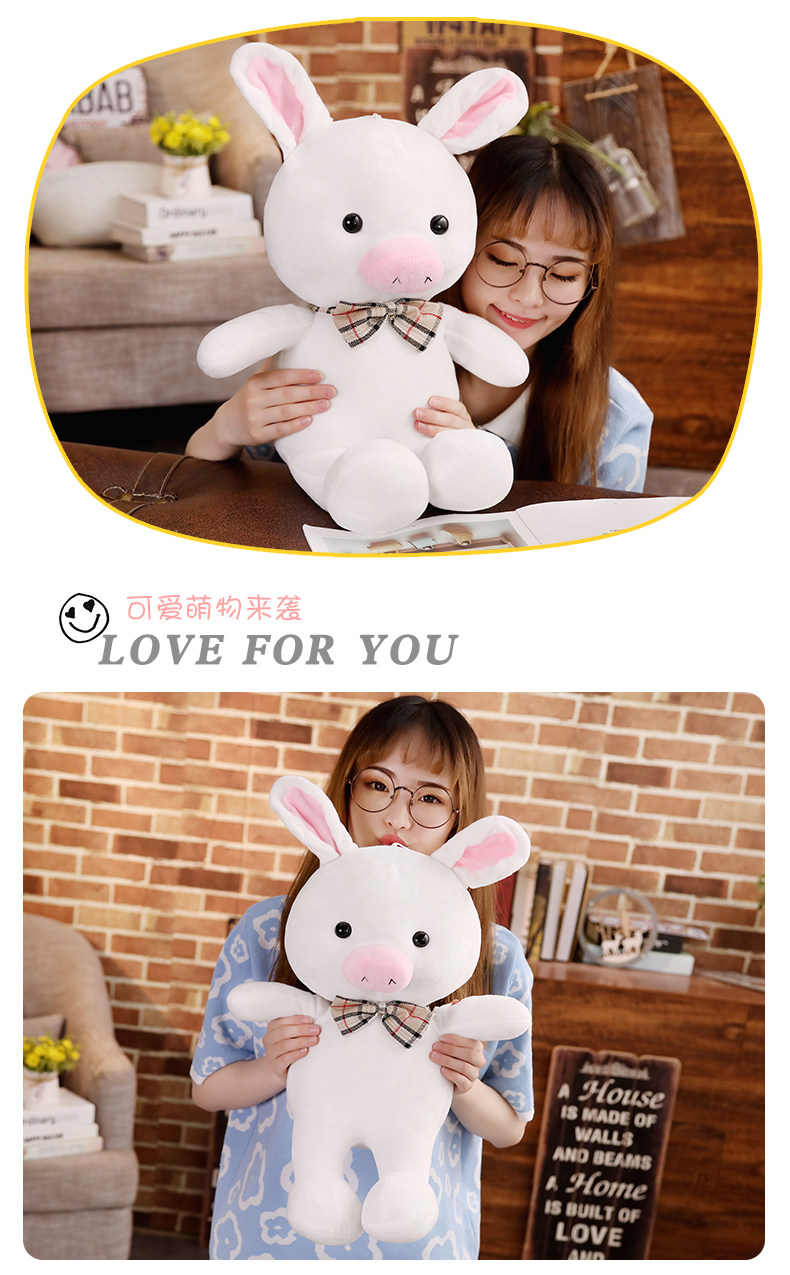 Pig Rabbit Piggy Bunny Bow Tie Plush Toy Stuffed Doll Cartoon