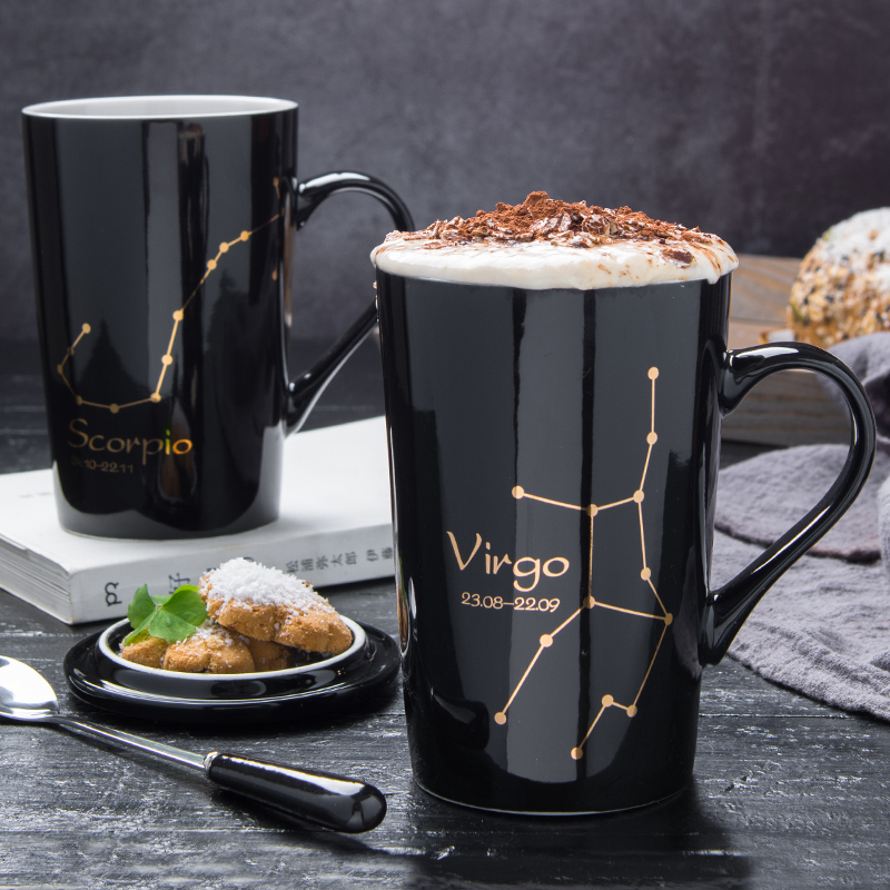 Ceramic keller creative trend ultimately responds cup gift with cover teaspoons of men 's and women' s household move coffee milk tea cups