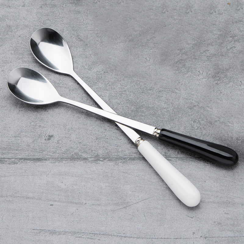 Creative ceramic stainless steel handle extended the spoon stir the milk coffee spoon, keller spoon