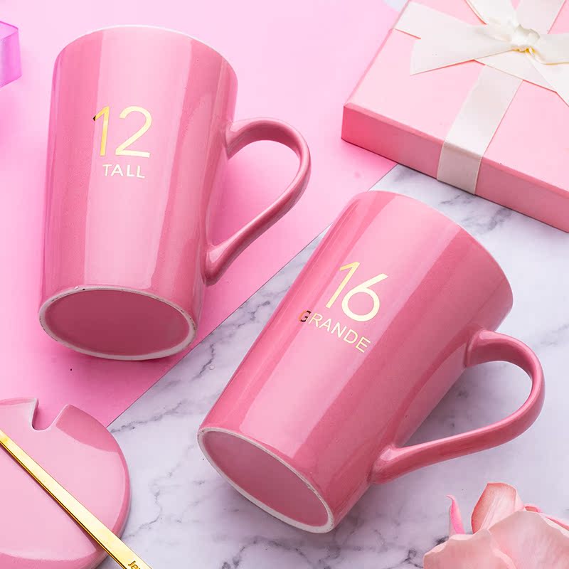 Men and women lovers with water glass ceramic keller with cover milk coffee cup household teaspoons of creative move trend