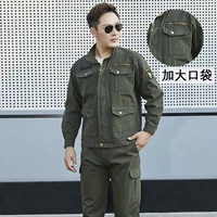 Зеленый костюм в стиле милитари из чистого хлопка из твила (большие карманы без завинчивания)