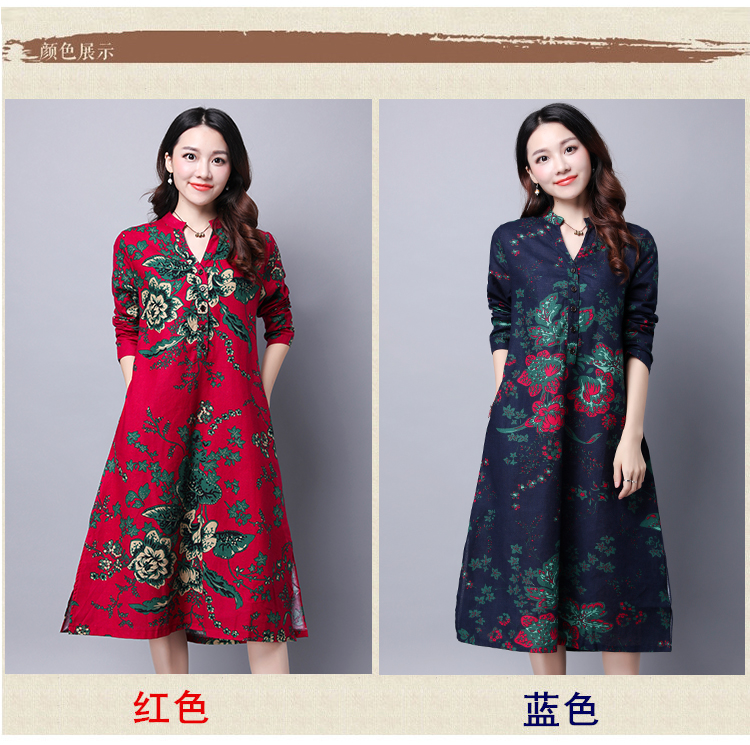 Robe femme LANG LANG VêTEMENTS en Coton et lin - Ref 3327931 Image 8